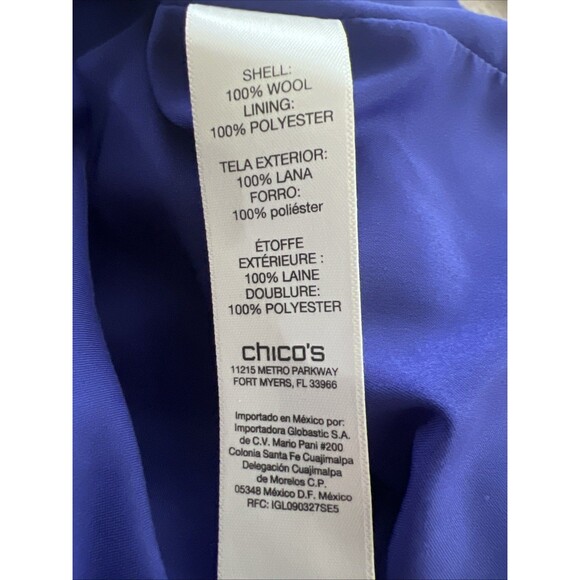 Chico’s Women’s Motor Jacket XL Wool Sz 3 - Picture 5 of 6